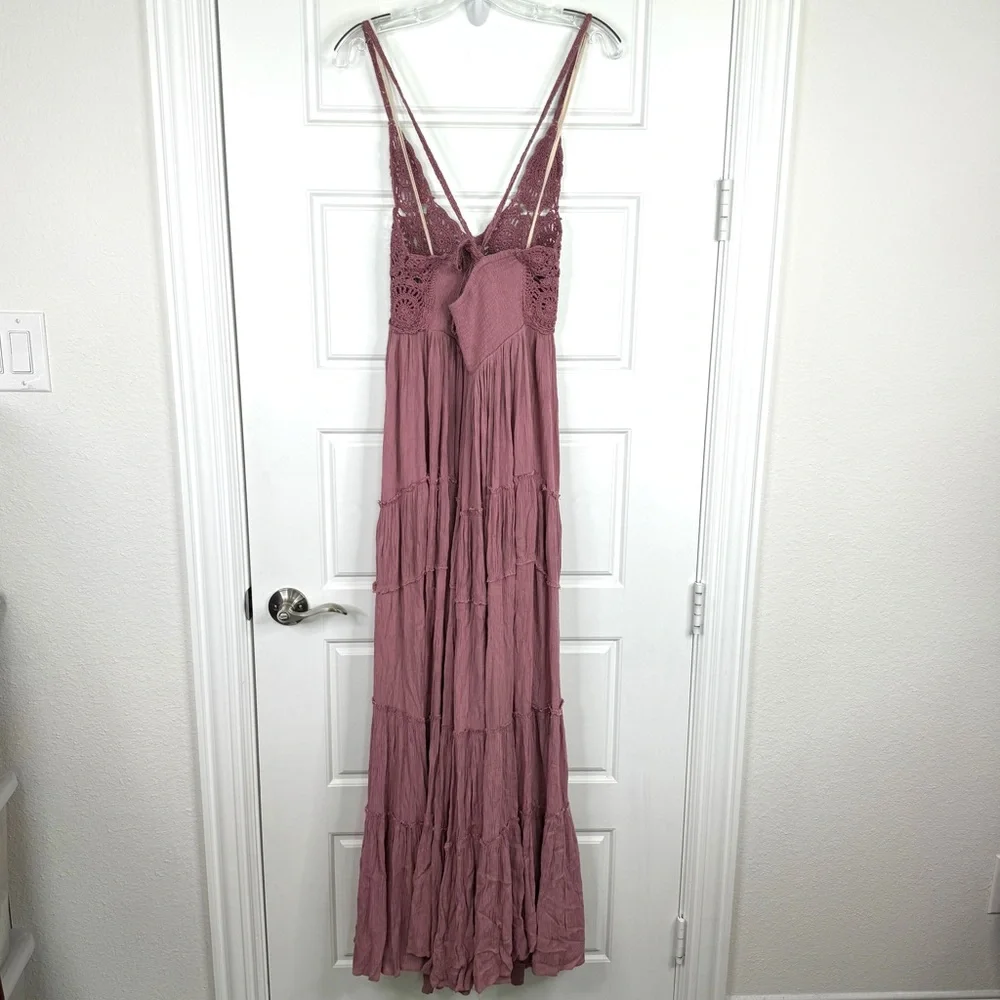 FREE PEOPLE Inesa Maxi Dress Size M Dried Currant Pink *Flaw